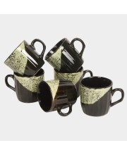 Hitech Sales 120 ml Stoneware Cup Set of 6 Black | Durable & Microwave Safe | Set for Tea/Coffee Elegant Design