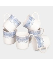 Hitech Sales 120 ml Stoneware Cup Set of 6 Blue | Durable & Microwave Safe | Set for Tea/Coffee Elegant Design