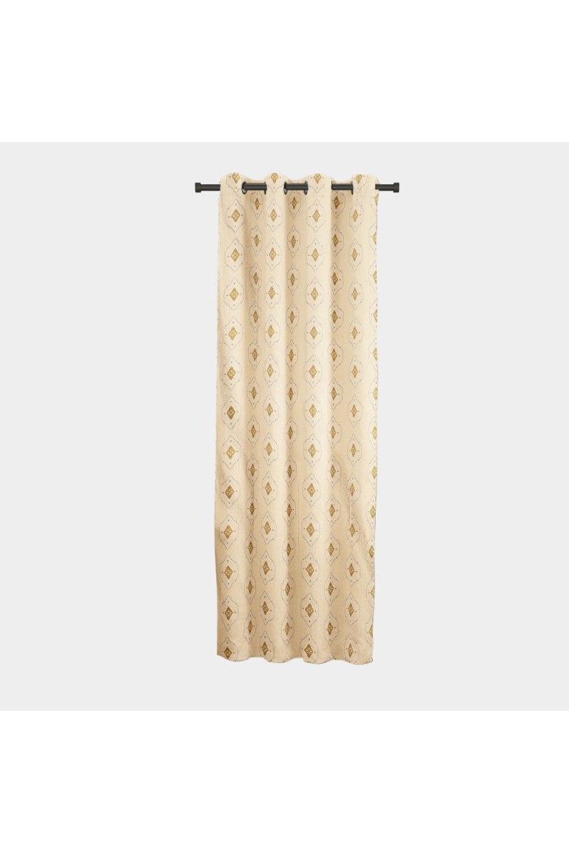 Home Beautiful 7ft. Beige Printed Eyelet Window Curtains - (M2748)