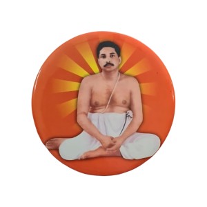 Stainless Steel Round Anukul Thakur Fridge Magnet | Devotional & Decorative Refrigerator Magnet for Home & Office | Pack of 1