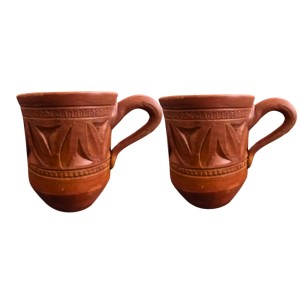 Handcrafted Terracotta Clay Mug with Handle – Eco-Friendly Traditional Kulhad Style Cup for Tea & Coffee (300 ml Approx) (2)