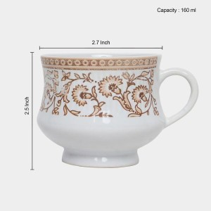 Hitech Sales 160 ml Stoneware Cup & Saucer Set White | Microwave Safe Ceramic Cup | Ideal for Daily Use