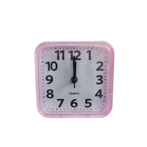 Alarm Clock Compact Pink Square Quartz – 3.48 Inch Silent Desk/Table Clock for Bedroom, Study & Travel