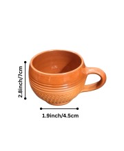 Terracotta Tea Cups with Handle (Set of 2) | Handcrafted Clay Kulhad Cups | Eco-Friendly Traditional Tea & Coffee Cups.