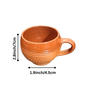 Terracotta Tea Cups with Handle (Set of 2) | Handcrafted Clay Kulhad Cups | Eco-Friendly Traditional Tea & Coffee Cups.
