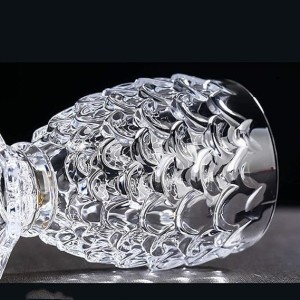 Textured Glass Goblet Set of 2 | Clear Footed Drinking Glasses for Juice, Water, Mocktails & Desserts | Elegant Vintage Design