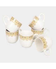 Hitech Sales 120 ml Stoneware Cup Set of 3 White | Durable & Microwave Safe | Set for Tea/Coffee Elegant Design