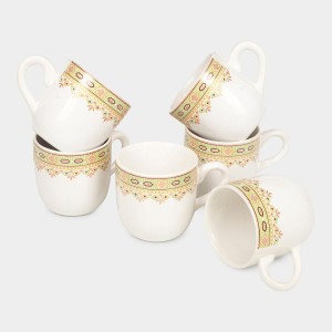 Hitech Sales 120 ml Stoneware Cup Set of 3 White | Durable & Microwave Safe | Set for Tea/Coffee Elegant Design