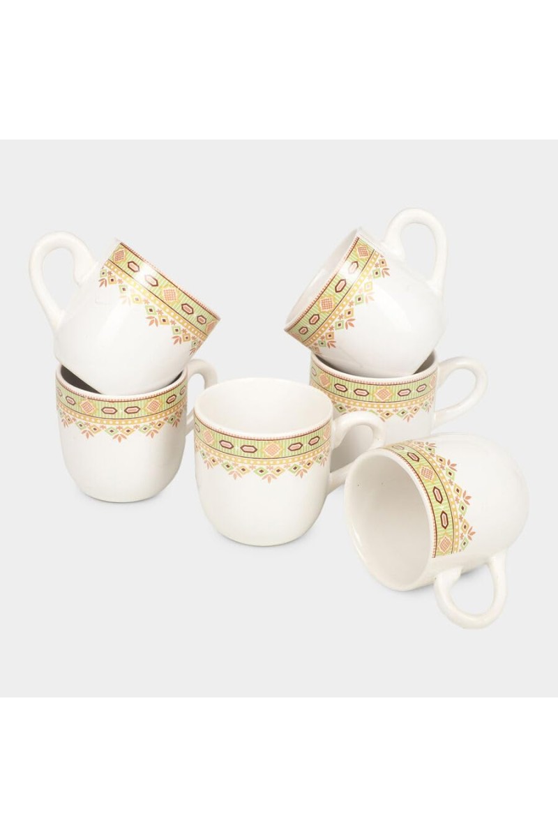 Hitech Sales 120 ml Stoneware Cup Set of 3 White | Durable & Microwave Safe | Set for Tea/Coffee Elegant Design