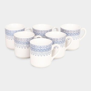 Hitech Sales 120 ml Stoneware Cup Set of 6 Blue | Durable & Microwave Safe | Set for Tea/Coffee Elegant Design