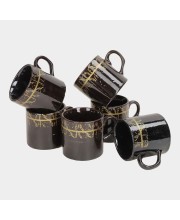 Hitech Sales 120 ml Stoneware Cup Set of 6 Black | Durable & Microwave Safe | Set for Tea/Coffee