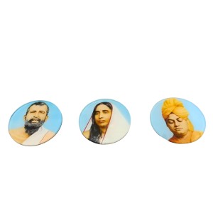 Sri Ramakrishna, Sarada Maa & Swami Vivekananda Photo Fridge Magnet | Round Spiritual Magnet for Home & Office