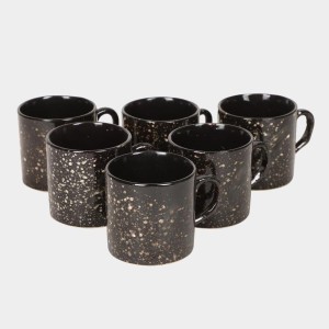 HiTech Sales 120 ml Stoneware Cup Set - Set of 6 (Black) | Durable & Microwave Safe | Ideal for Tea & Coffee