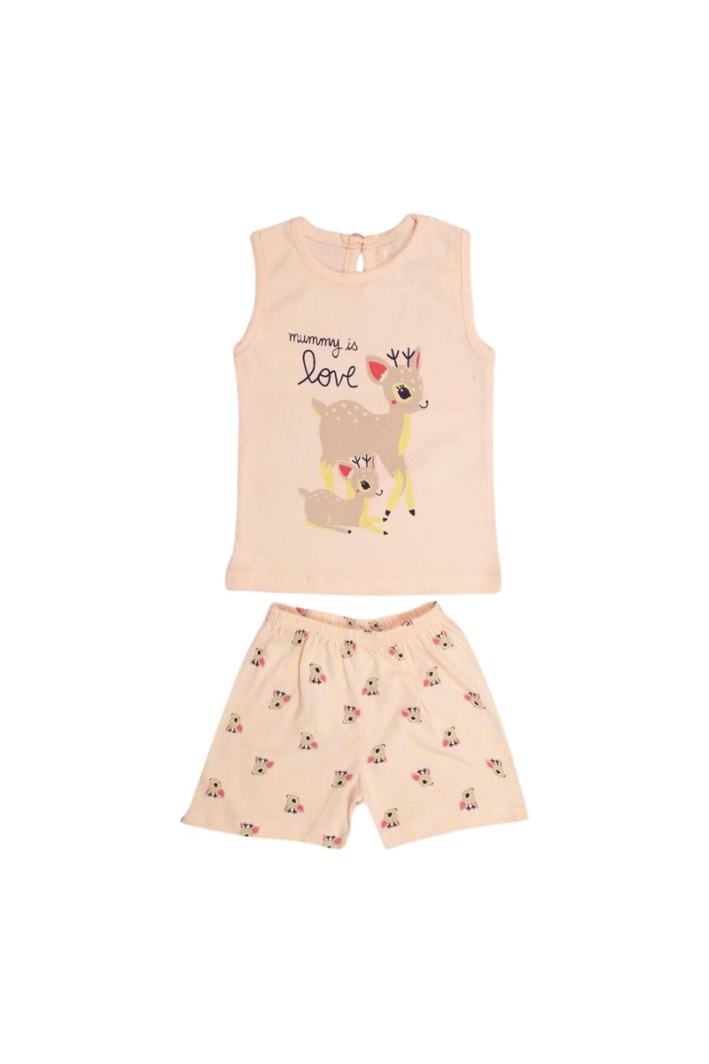 Infant Girls' 100% Cotton Short Set – Soft Breathable Summer Outfit for Baby and Toddler Girls, 2-Piece Clothing Set (Peach, 0-6 Months)