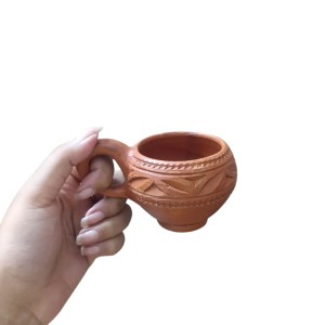Handcrafted Clay Tea Cup Natural Terracotta Mug Eco-Friendly Pottery Hand Made Kulhad (Set of 4)