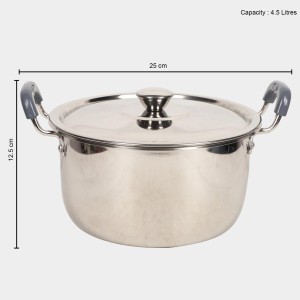 4.5 L Steel Cooking Pot 25 X 12.5 cm, 1Lid, 1Pot