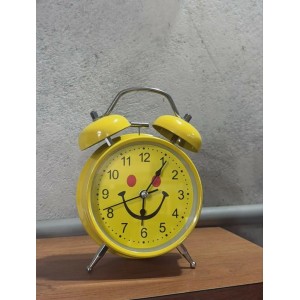 Cute Yellow Smiley Face Alarm Clock for Kids & Adults | Vintage Twin Bell Design | Loud Alarm | Battery Operated Cartoon Table Clock for Bedroom, Study & Home D&eacute;cor | Pack of 1 (Inner Design May Vary)