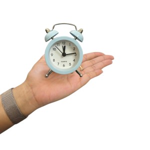 Small Twin-Bell Analog Alarm Clock for Bedroom | Cute Light Sky Blue Vintage Table Clock with Loud Alarm | Battery Operated Mini Bedside Clock for Kids & Adults (1 Pc) (3.8/5inch) (Sky Blue)