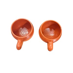 Terracotta Tea Cups with Handle (Set of 2) | Handcrafted Clay Kulhad Cups | Eco-Friendly Traditional Tea & Coffee Cups.