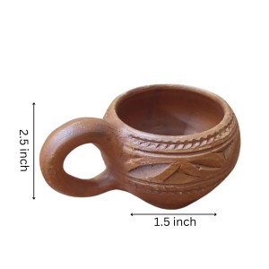 Handcrafted Clay Tea Cup Natural Terracotta Mug Eco-Friendly Pottery Hand Made Kulhad (Set of 4)