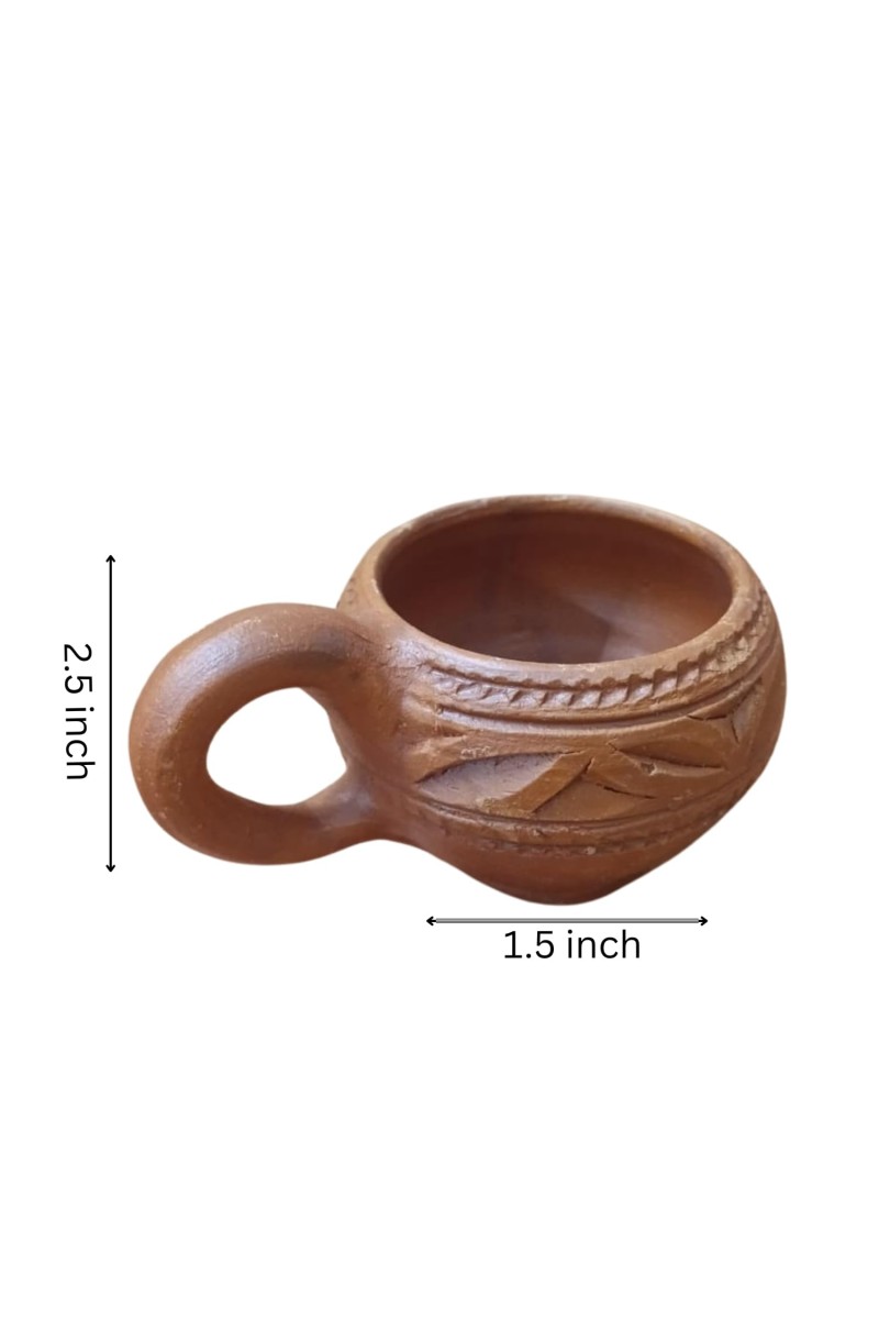 Handcrafted Clay Tea Cup Natural Terracotta Mug Eco-Friendly Pottery Hand Made Kulhad (Set of 4)