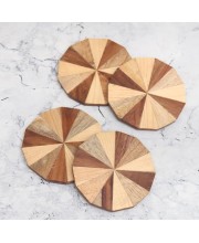 Modern Circle-Shaped Brown Wooden Coasters – Set of 4 | Round Drink Mats for Tea, Coffee & Beverages | Handcrafted Wooden Coaster Set for Home & Office Use Modern Circle-Shaped Brown Wooden Coasters – Set of 4 | Round Drink Mats for Tea, Coffee & Beverages | Handcrafted Wooden Coaster Set for Home & Office Use