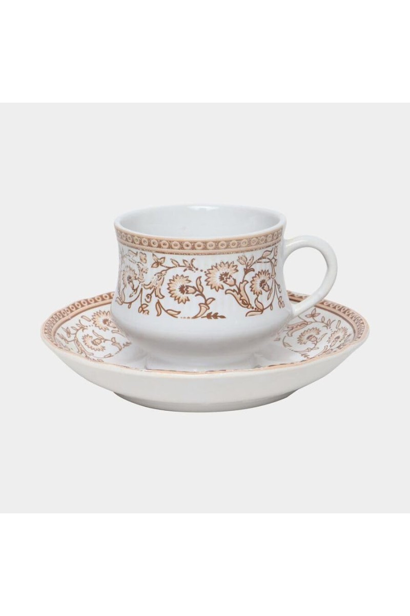Hitech Sales 160 ml Stoneware Cup & Saucer Set White | Microwave Safe Ceramic Cup | Ideal for Daily Use