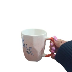 Ceramic Tea & Coffee Mugs Set of 6 – Elegant Leaf Print Cups with Comfortable Handle for Home, Office & Gifting
