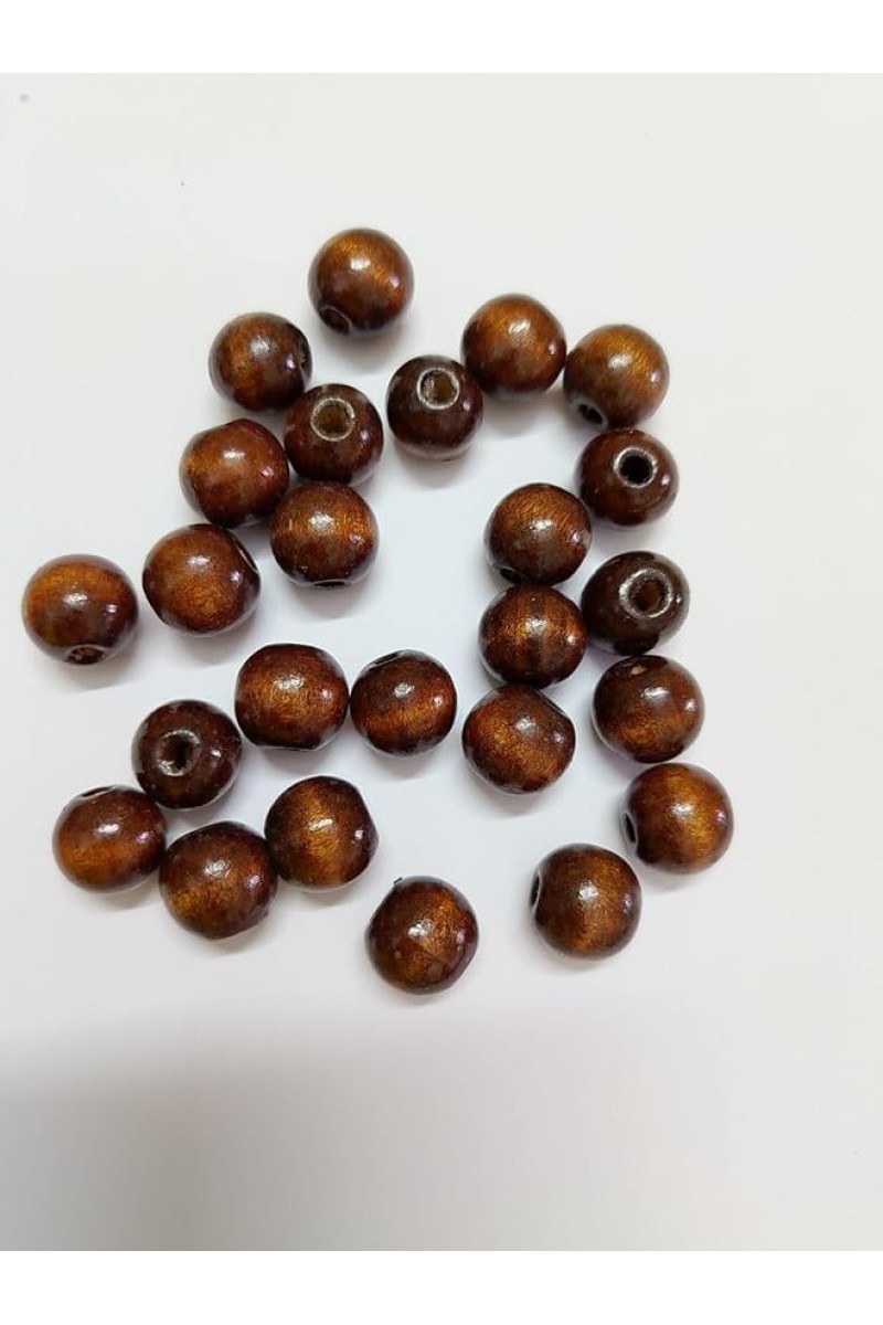 HiTechMArt 100pcs Wooden Beads – 12mm Round Loose Wood Beads for DIY Jewelry Making, Craft Projects, Hair Braiding & Decorations – Smooth Polished Finish (Dark Brown)