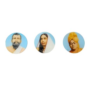 Sri Ramakrishna, Sarada Maa & Swami Vivekananda Photo Fridge Magnet | Round Spiritual Magnet for Home & Office