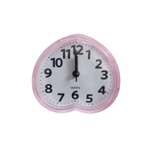Cute Pink Heart-Shaped Quartz Alarm Clock – 3.48 Inch Silent Analog Desk for Kids, Travel & Bedroom Decor