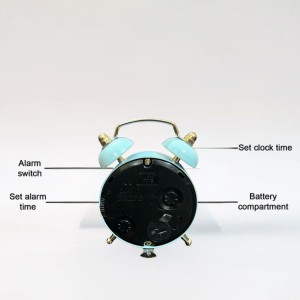 Small Twin-Bell Analog Alarm Clock for Bedroom | Cute Light Sky Blue Vintage Table Clock with Loud Alarm | Battery Operated Mini Bedside Clock for Kids & Adults (1 Pc) (3.8/5inch) (Sky Blue)