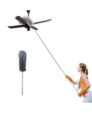 HiTechMart 2025 Upgraded Long Handle Microfiber Feather Ceiling Duster for Dust Cleaning with extendable Pole 100 Inch with Anti Scratch Bendable Brush for Cleaning High Cobweb Stick high Ceiling Fan
