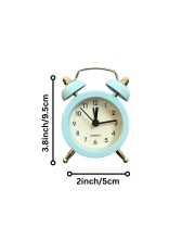 Small Twin-Bell Analog Alarm Clock for Bedroom | Cute Light Sky Blue Vintage Table Clock with Loud Alarm | Battery Operated Mini Bedside Clock for Kids & Adults (1 Pc) (3.8/5inch) (Sky Blue)