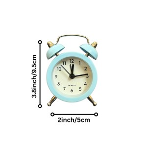 Small Twin-Bell Analog Alarm Clock for Bedroom | Cute Light Sky Blue Vintage Table Clock with Loud Alarm | Battery Operated Mini Bedside Clock for Kids & Adults (1 Pc) (3.8/5inch) (Sky Blue)