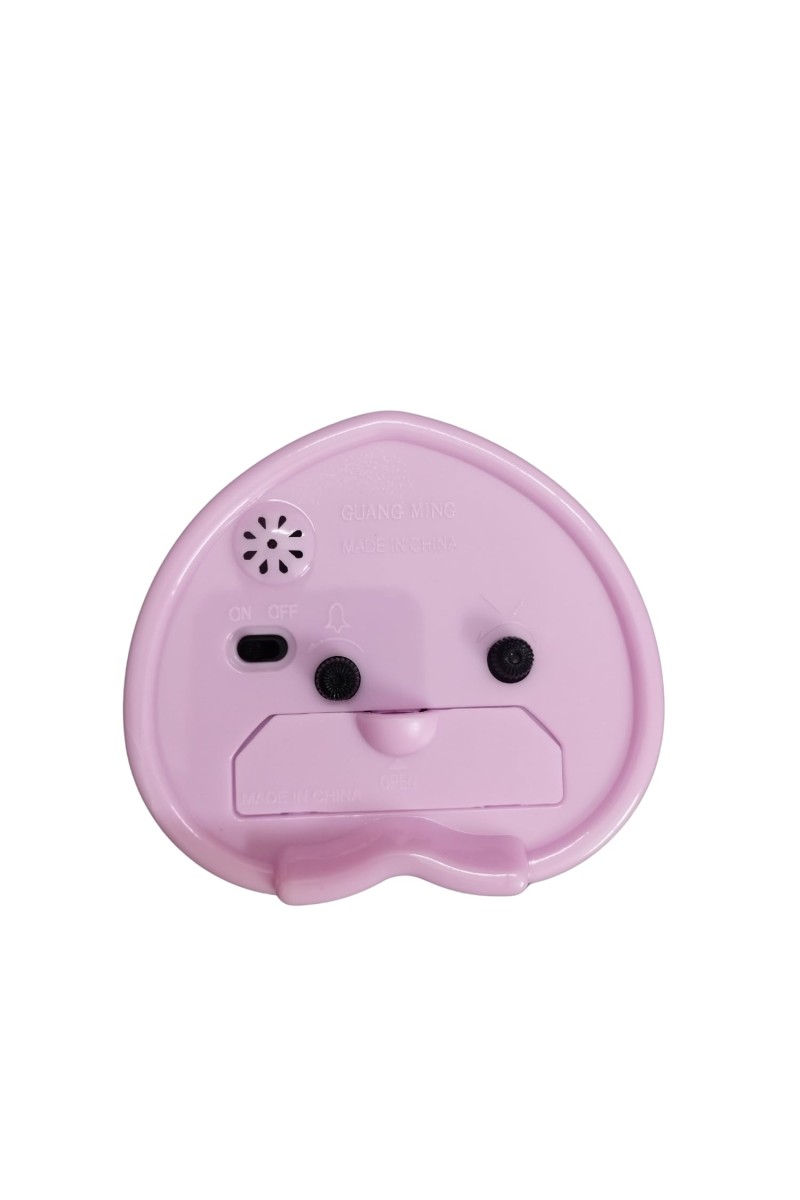 Cute Pink Heart-Shaped Quartz Alarm Clock – 3.48 Inch Silent Analog Desk for Kids, Travel & Bedroom Decor