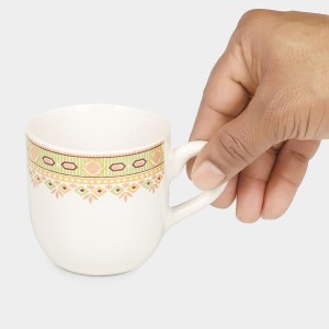 Hitech Sales 120 ml Stoneware Cup Set of 3 White | Durable & Microwave Safe | Set for Tea/Coffee Elegant Design