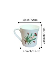 Ceramic Tea & Coffee Cups Set of 6 with Floral Design | White Printed Coffee Mugs for Home, Office & Gifting | Microwave & Dishwasher Safe