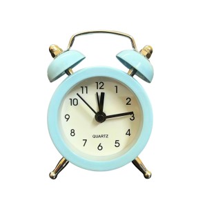 Small Twin-Bell Analog Alarm Clock for Bedroom | Cute Light Sky Blue Vintage Table Clock with Loud Alarm | Battery Operated Mini Bedside Clock for Kids & Adults (1 Pc) (3.8/5inch) (Sky Blue)