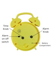 HiTechMart Yellow Alarm Clock – Cute Smiley Face Analog Clock with Alarm and Retro Design – Perfect for Kids, Bedroom and Gift