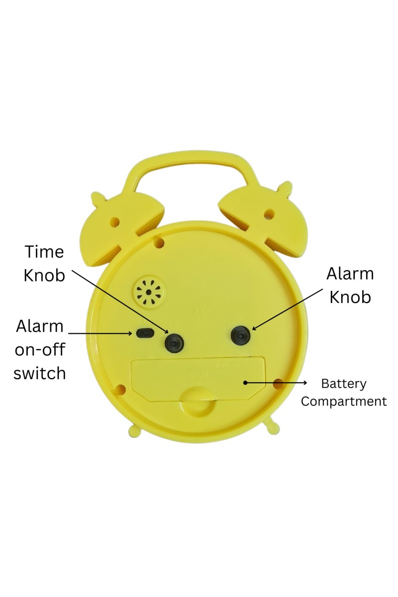 HiTechMart Yellow Alarm Clock – Cute Smiley Face Analog Clock with Alarm and Retro Design – Perfect for Kids, Bedroom and Gift