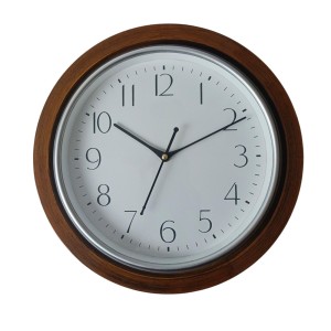 Brown Wooden Type Design Round Analog Clock with Black Numbers | Silent Sweep Quartz Movement | Decorative Wall Clock for Home, Office, and Living Room | Length-Breadth-Height 30cm x 30cm x 1.5cm