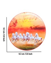 Stainless Steel Round Seven Horses Fridge Magnet | Decorative Refrigerator Magnet for Home & Office | Premium Finish | Pack of 2
