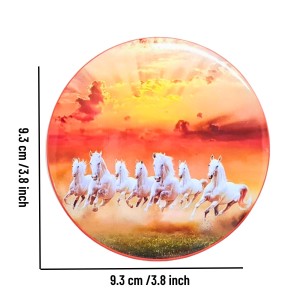 Stainless Steel Round Seven Horses Fridge Magnet | Decorative Refrigerator Magnet for Home & Office | Premium Finish | Pack of 4 (4)