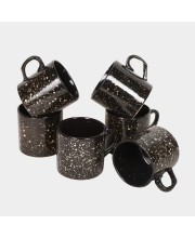 HiTech Sales 120 ml Stoneware Cup Set - Set of 6 (Black) | Durable & Microwave Safe | Ideal for Tea & Coffee