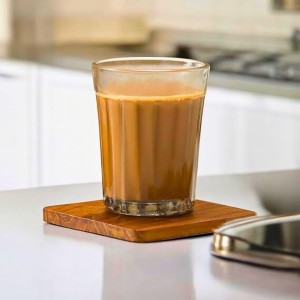 Small Tea Glass Set of 4 | Chai, Milk & Coffee Drinking Glasses | Clear Transparent Durable Glass Tumblers for Home, Kitchen & Office Use