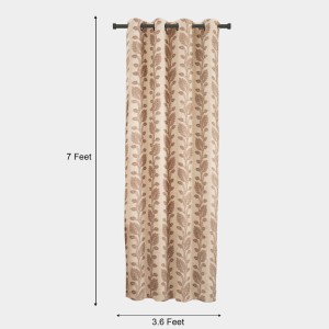 Home Beautiful 7ft. Soft Beige Printed Eyelet Curtains - (M2755)
