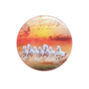 Stainless Steel Round Seven Horses Fridge Magnet | Decorative Refrigerator Magnet for Home & Office | Pack of 1
