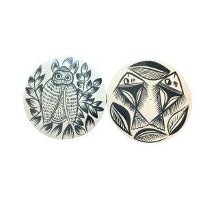 Handcrafted Wooden Coasters Set of 2 – Hand-Painted Tribal Fish Art Round Tea & Coffee Coasters | Eco-Friendly Wooden Drink Coaster for Home, Office & Gifting