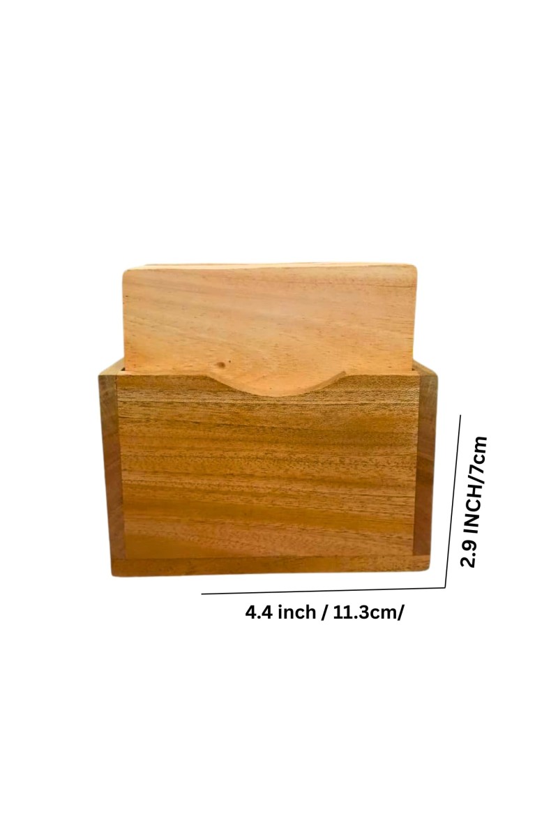 Wooden Square Coaster Set with Holder | Premium Solid Wood Tea & Coffee Coasters for Hot & Cold Drinks, Table Protection | Set of 5 (Squre)